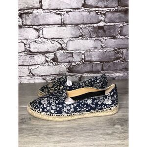 Castaner Espadrilles Blue Floral Canvas Fabric Slip On Flats Women Sz 38EU/7.5US